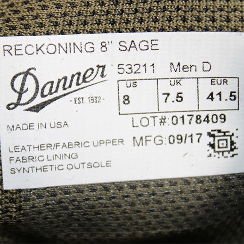 Danner RECKONING 8 SAGE ブーツ 米軍放出品 軍用実物